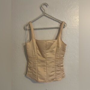 Zara Satin Beige Padded Corset Top Size S NWT
